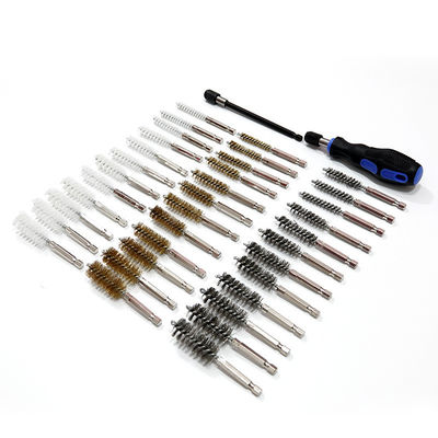 38 Piece Set Stainless Steel Brass Nylon Wire Brush With Handle Extension Bar 1/4in Hex Shank