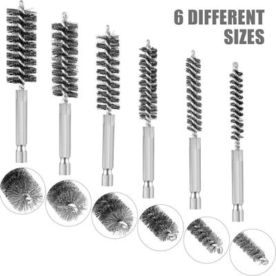 Stainless Steel Wire Cleaning Hexagonal Rod Gun Brush 8/10/12/15/17/19mm