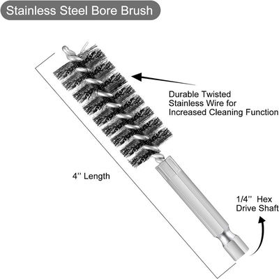 Stainless Steel Wire Tube Cleaning Brush With Handle 1/4 Inch Hex Shank