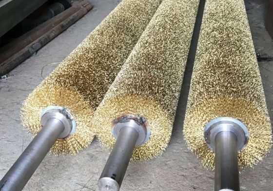 Brass Brush Roller Rust Polishing Wire Roller Brush For Polishing Machine
