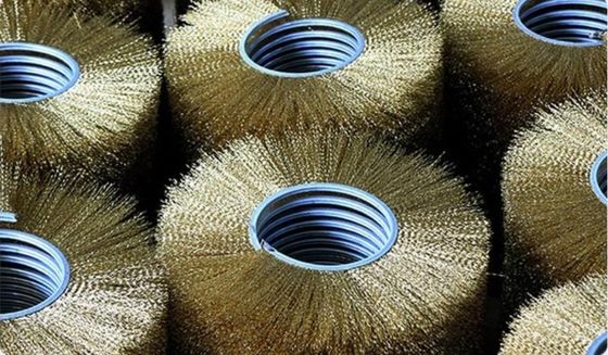 Customized Industrial Brush 0.15mm Wire Copper Wire Wrapped Roller Brush For Stripping Reed Stems