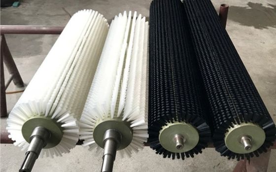 Industrial Nylon Roller Brush With Shaft Plastic Pipe Hair Transplantation For Cleaning Fruit