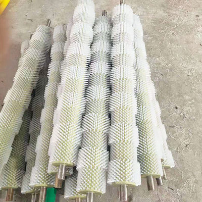 Industrial Nylon Roller Brush With Shaft Plastic Pipe Hair Transplantation For Cleaning Fruit