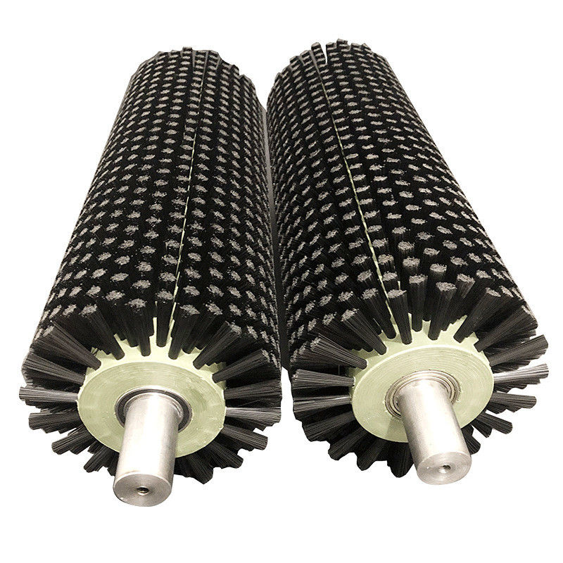 Metal Shaft Industrial Roller Brush Nylon Wire Wear Resistant For Cleaning