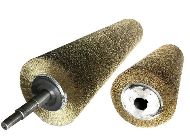 Customized Industrial Brush 0.15mm Wire Copper Wire Wrapped Roller Brush For Stripping Reed Stems